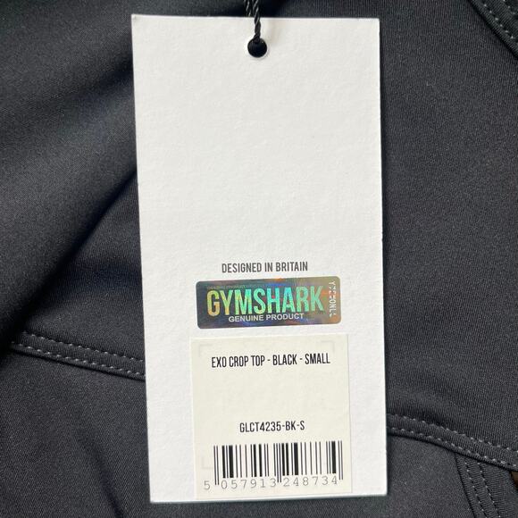 NEW Gymshark Black Athletic EXO Crop Top Front/Back Cut Outs Women's Small - Picture 6 of 6